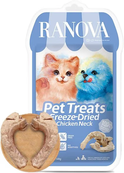 Ranova Chicken Neck Freeze-Dried Dog & Cat Treats, 48g bag