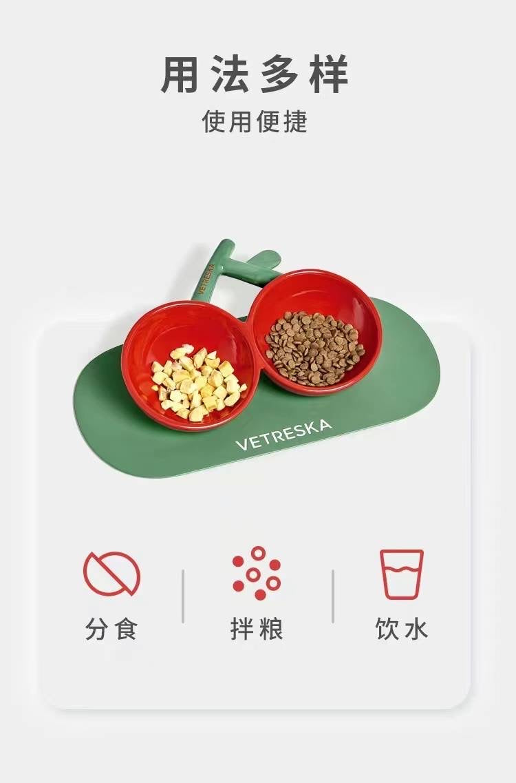 Cherry Ceramic Pet Bowl