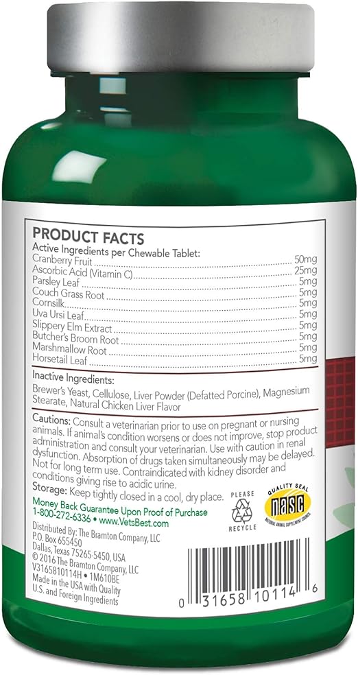 Vet's Best Feline Urinary Tract Support Cat Supplements, 60 Chewable Tablets