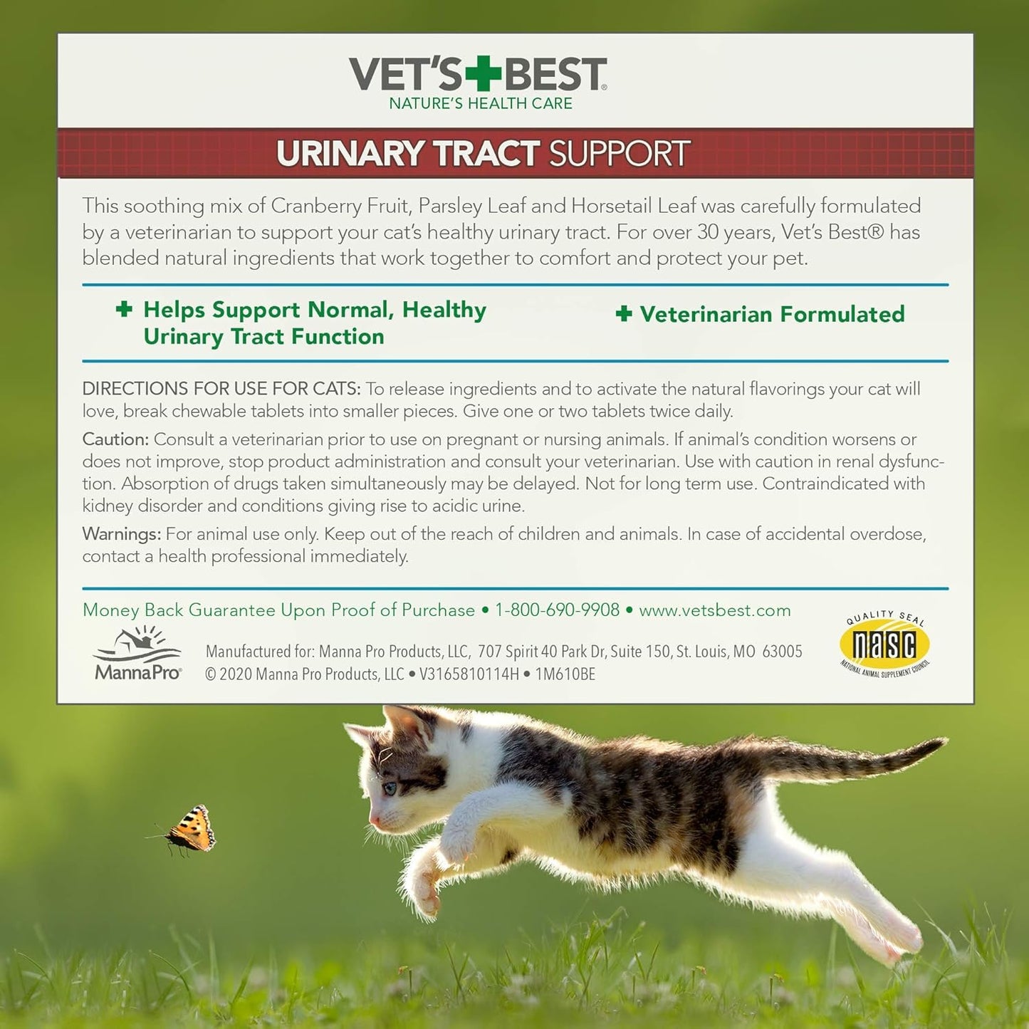 Vet's Best Feline Urinary Tract Support Cat Supplements, 60 Chewable Tablets