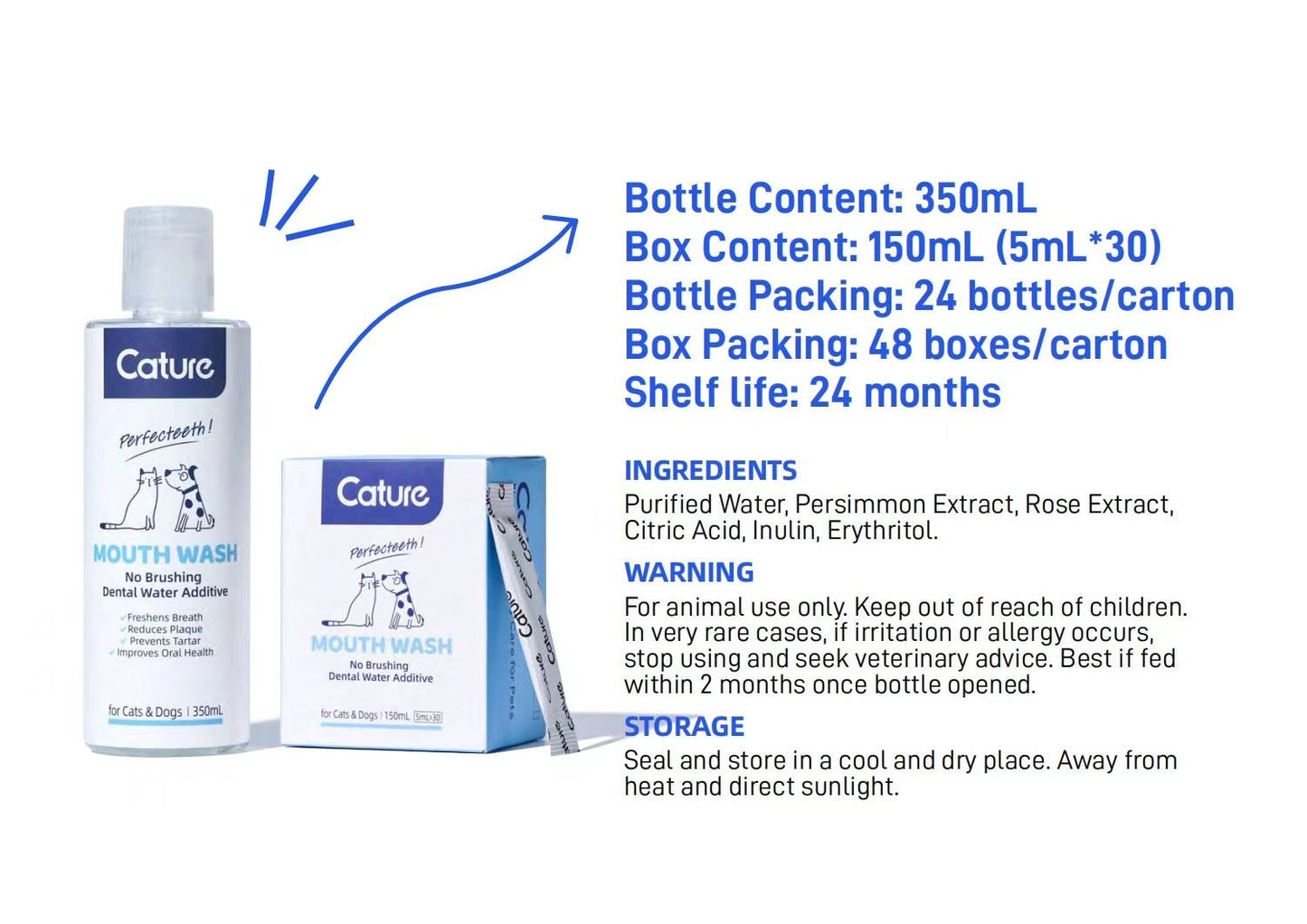 Cacture Pet Dental Cleaning Water（Cat&Dog）