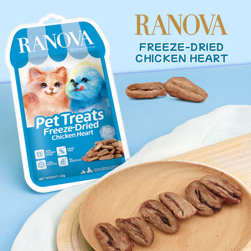 Ranova Chicken Heart Freeze-Dried Dog & Cat Treats, 40g bag