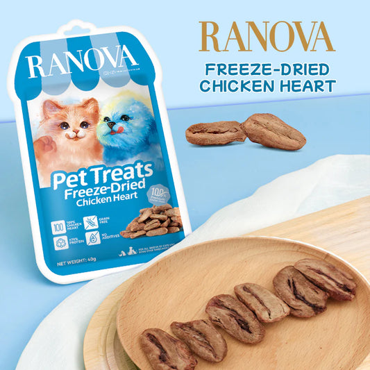 Ranova Chicken Heart Freeze-Dried Dog & Cat Treats, 40g bag