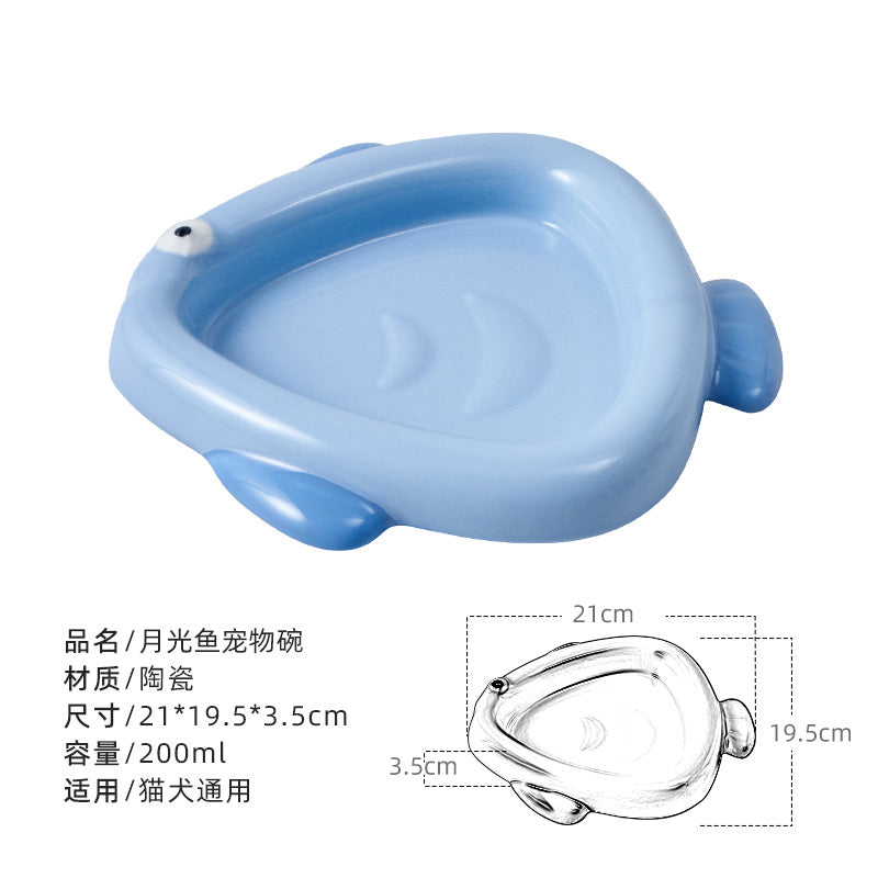 Fish-Shaped Cat Bowl
