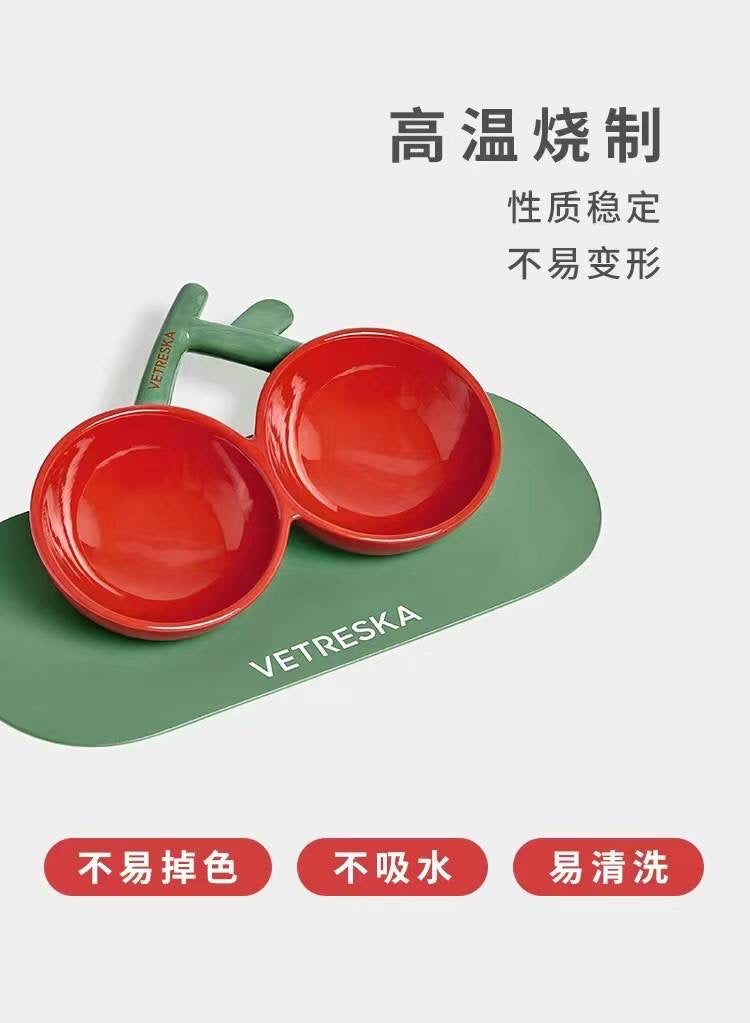Cherry Ceramic Pet Bowl