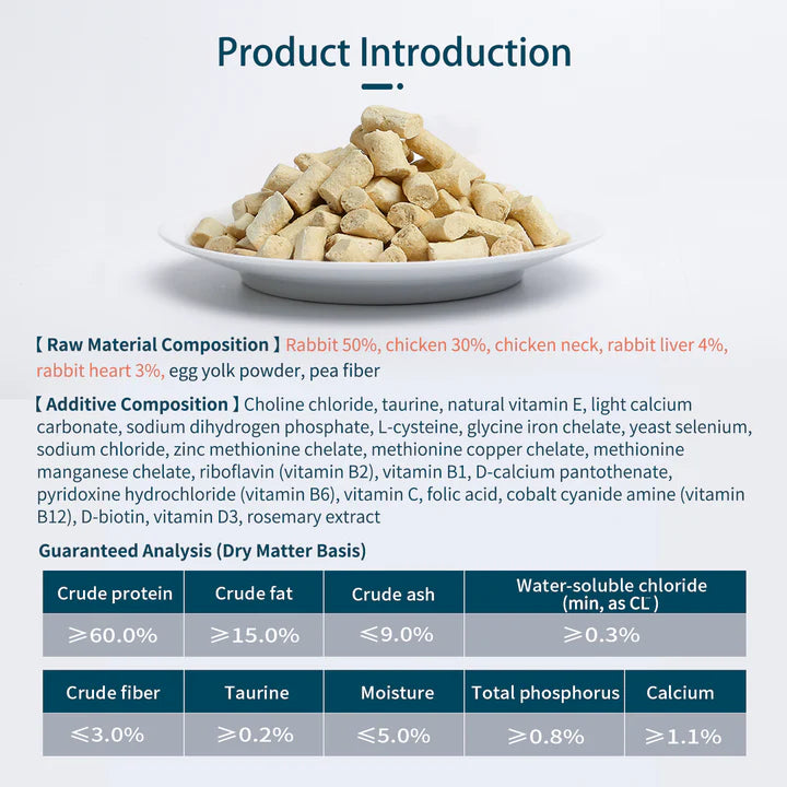 Rosy Fresh Freeze-Dried Raw Complete Nutrition For Cats Rabbit Receipt 300g